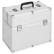 Make-up koffer 38x23x34 cm aluminium zilver
