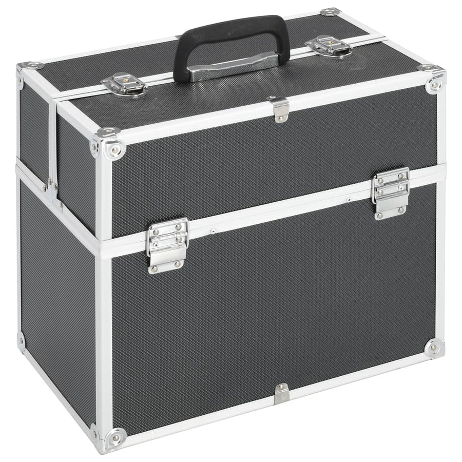 Make-up koffer 38x23x34 cm aluminium zwart Zwart