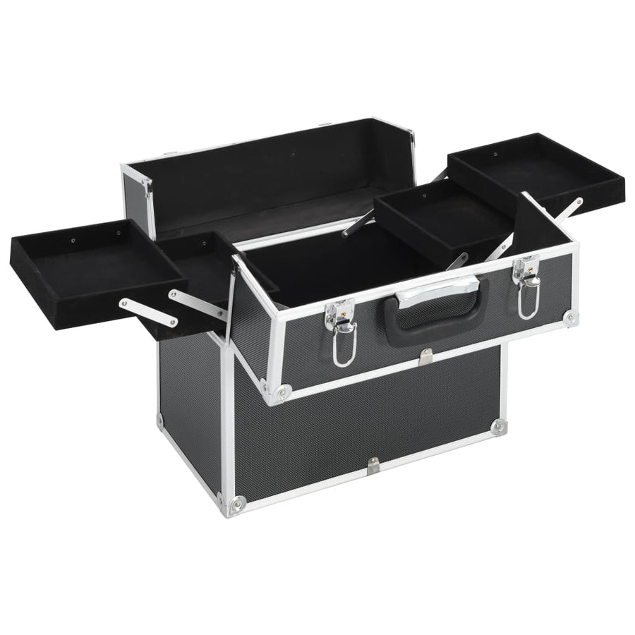 Make-up koffer 38x23x34 cm aluminium zwart Zwart