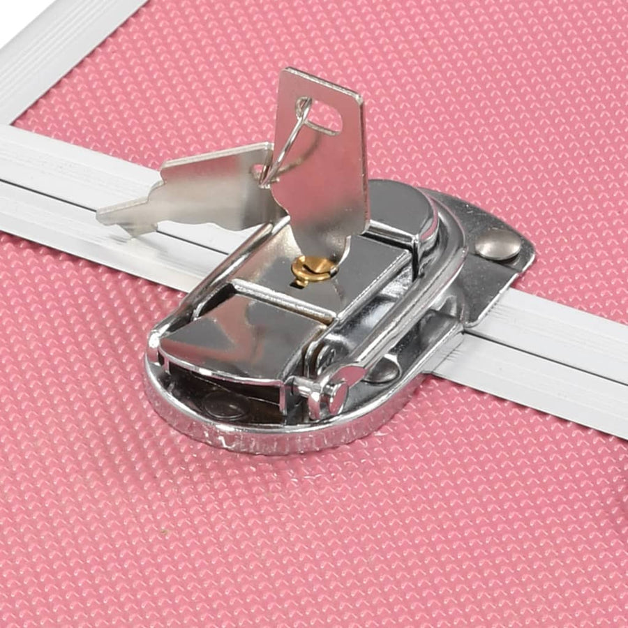 Make-Up Koffer 38X23X34 Cm Aluminium Roze