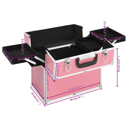 Make-Up Koffer 38X23X34 Cm Aluminium Roze