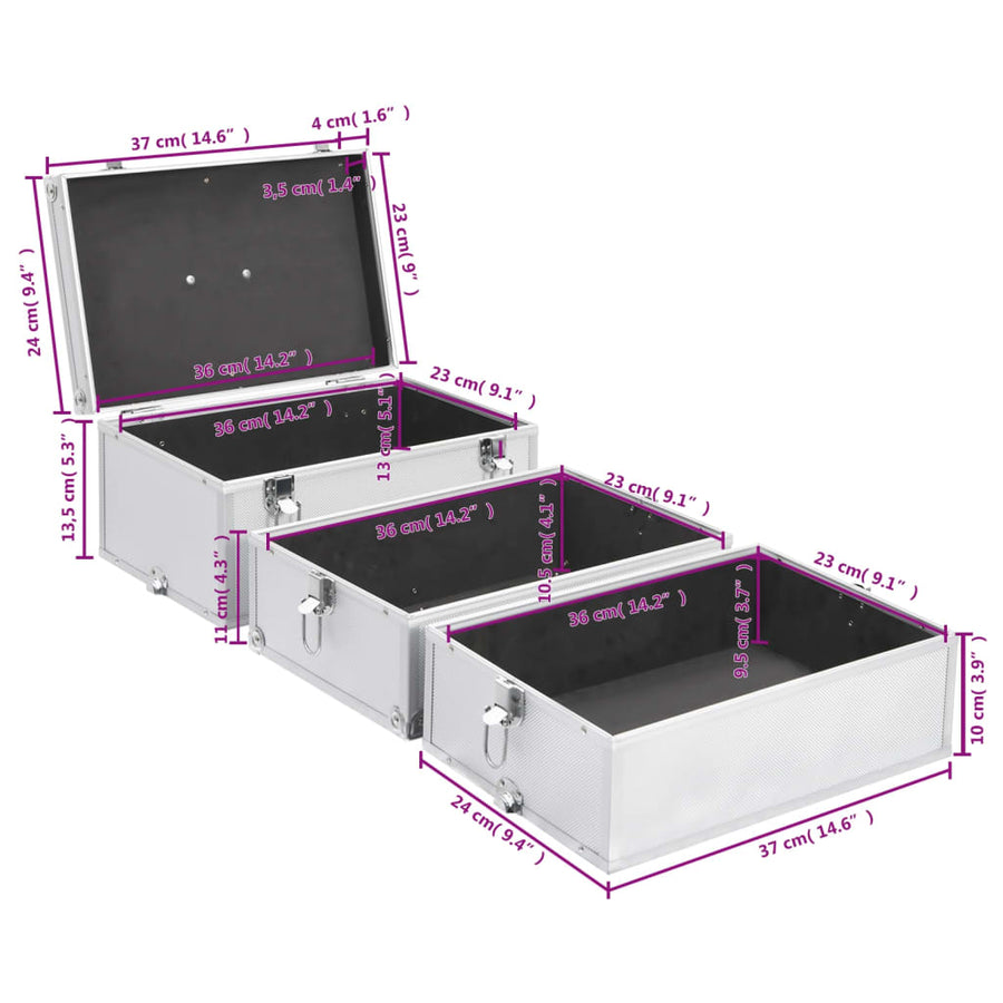 Make-Up Koffer 37X24X40 Cm Aluminium Kleurig Zilver