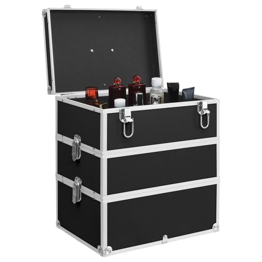 Make-up koffer 37x24x40 cm aluminium zwart Zwart