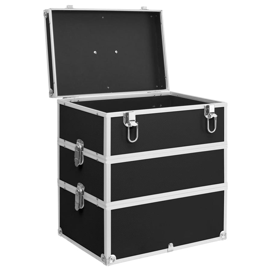 Make-up koffer 37x24x40 cm aluminium zwart Zwart