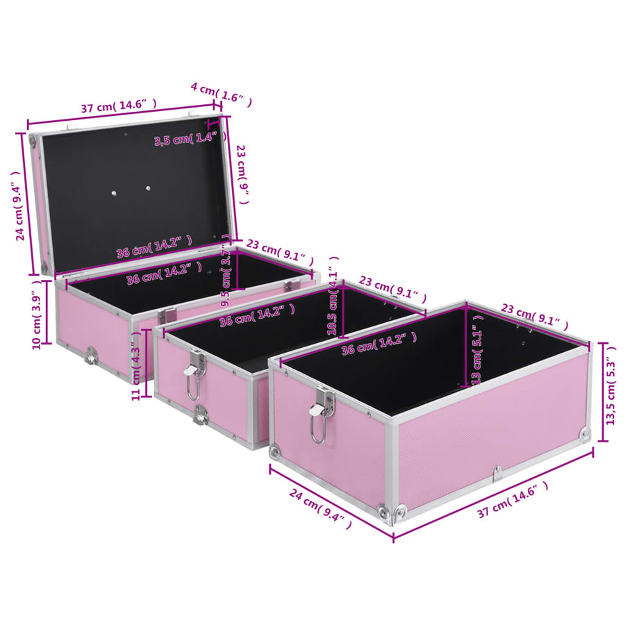 Make-Up Koffer 37X24X40 Cm Aluminium Roze