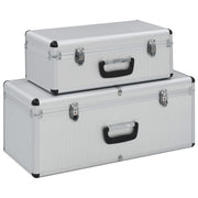 Opbergkoffers 2 st aluminium zilver