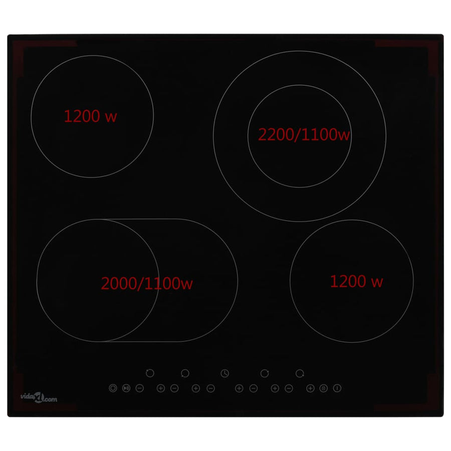 Keramische Kookplaat Met 4 Kookzones Aanraakbediening 59 cm 6600 w