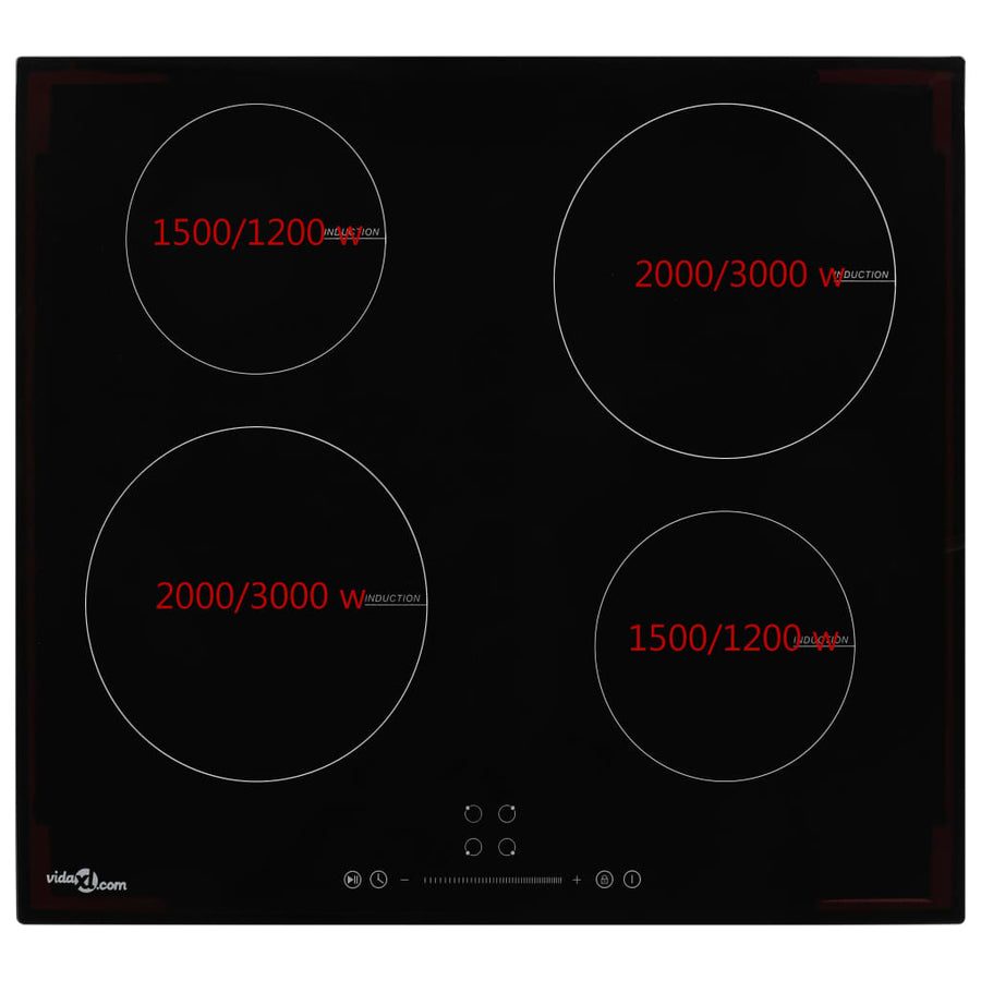 Inductiekookplaat Met 4 Kookzones Aanraakbediening Glas 59 cm 7000 w