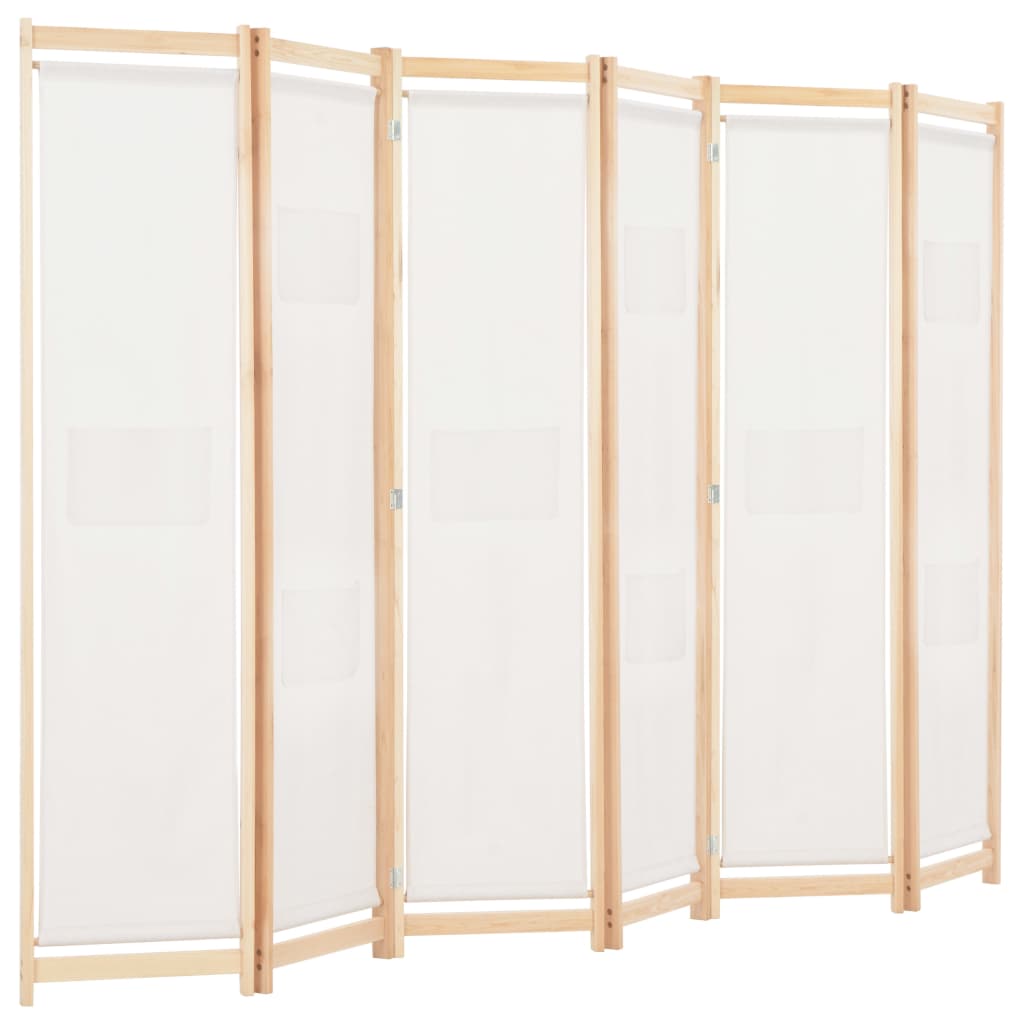 Kamerscherm Met Panelen 240X170X4 Cm Stof 6 Crème