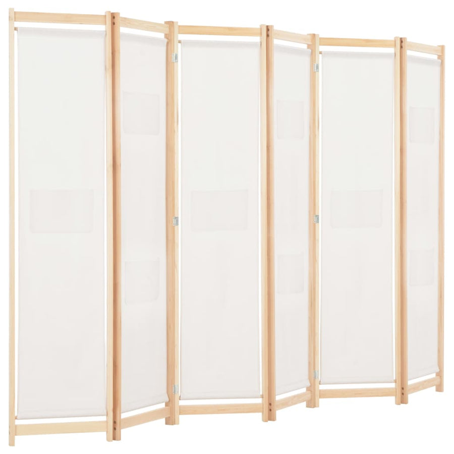 Kamerscherm Met Panelen 240X170X4 Cm Stof 6 Crème