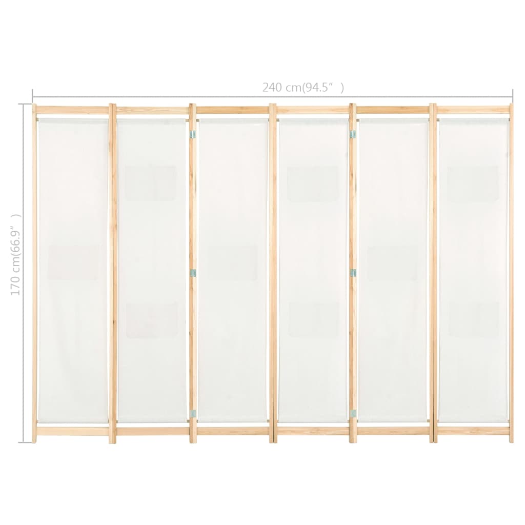 Kamerscherm Met Panelen 240X170X4 Cm Stof 6 Crème