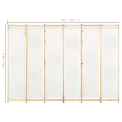 Kamerscherm Met Panelen 240X170X4 Cm Stof 6 Crème