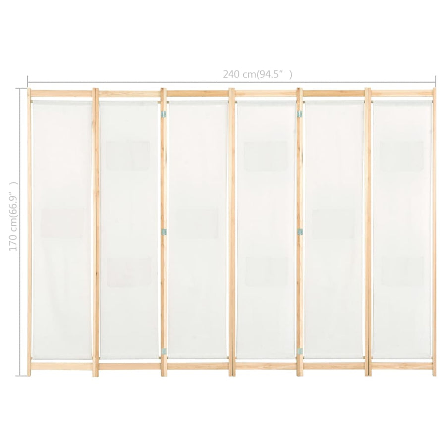 Kamerscherm Met Panelen 240X170X4 Cm Stof 6 Crème
