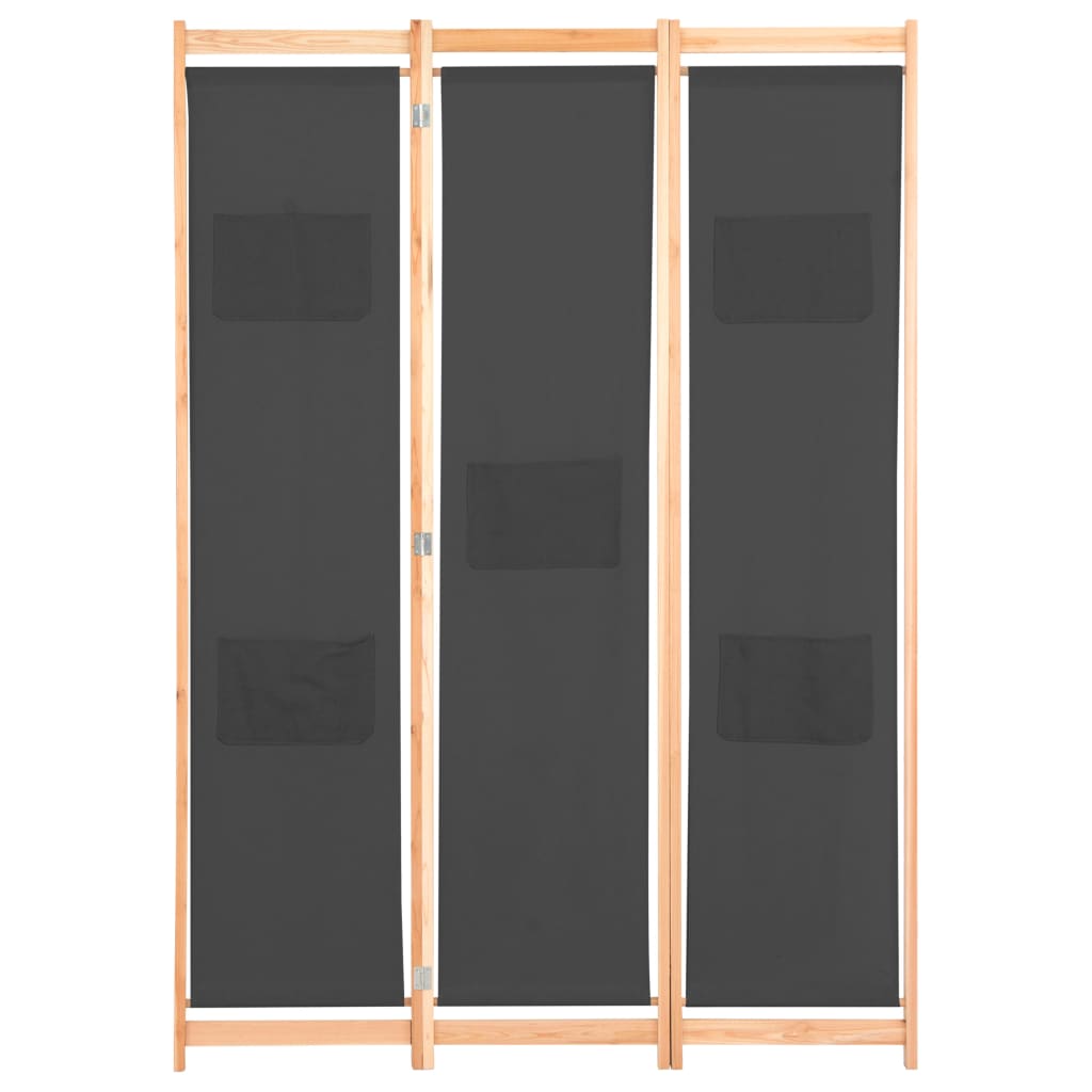 Kamerscherm Met Panelen 120X170X4 Cm Stof 3 Grijs