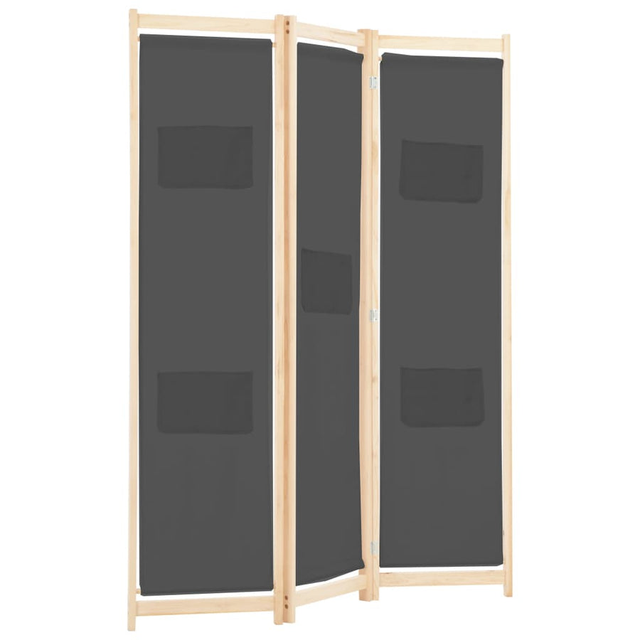 Kamerscherm Met Panelen 120X170X4 Cm Stof 3 Grijs