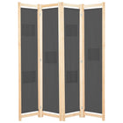 Kamerscherm 4 panelen 160x170x4 cm stof grijs