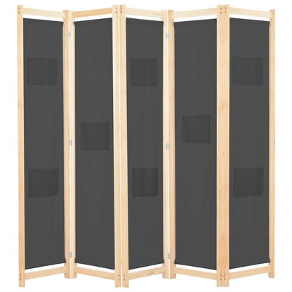 Kamerscherm Met Panelen 200X170X4 Cm Stof 5 Grijs