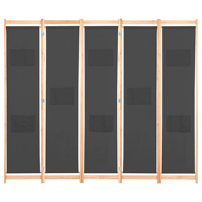 Kamerscherm Met Panelen 200X170X4 Cm Stof 5 Grijs