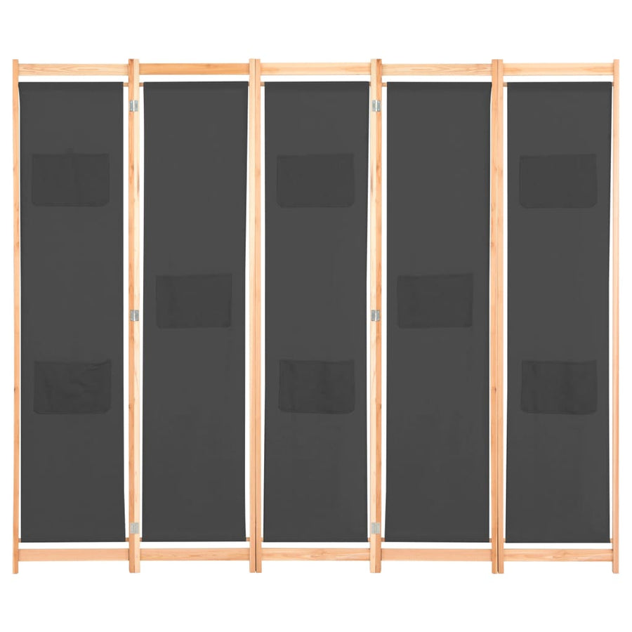 Kamerscherm Met Panelen 200X170X4 Cm Stof 5 Grijs