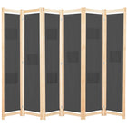 6-panel room divider 240x170x4 cm fabric grey