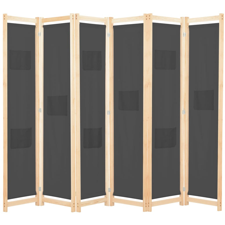 Kamerscherm Met Panelen 240X170X4 Cm Stof 6 Grijs