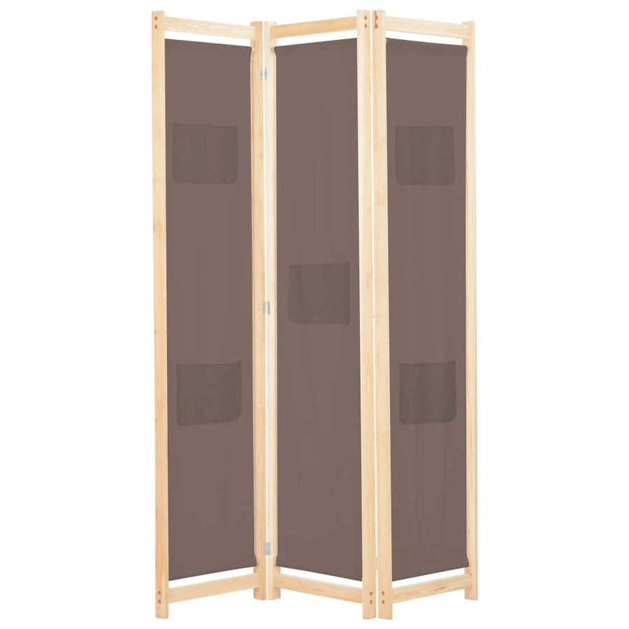 Kamerscherm met 3 panelen 120x170x4 cm stof bruin 3 Bruin