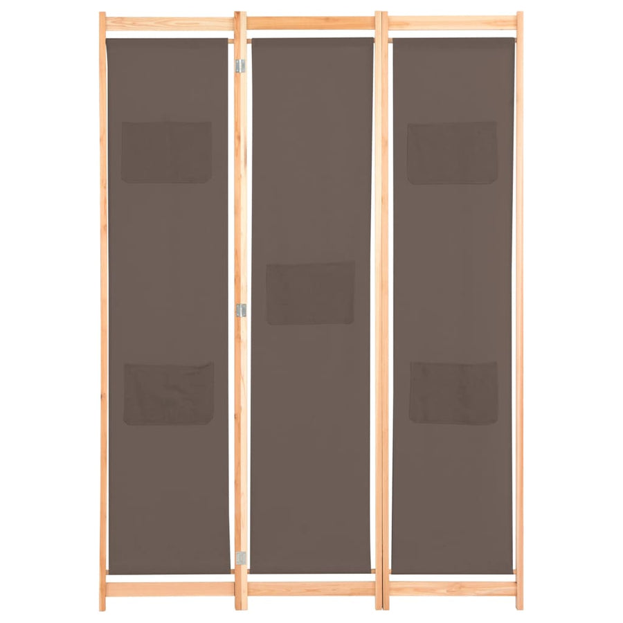 Kamerscherm met 3 panelen 120x170x4 cm stof bruin 3 Bruin