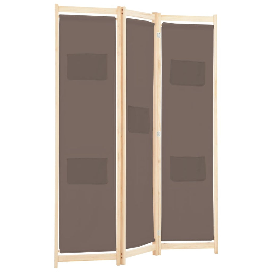Kamerscherm met 3 panelen 120x170x4 cm stof bruin 3 Bruin