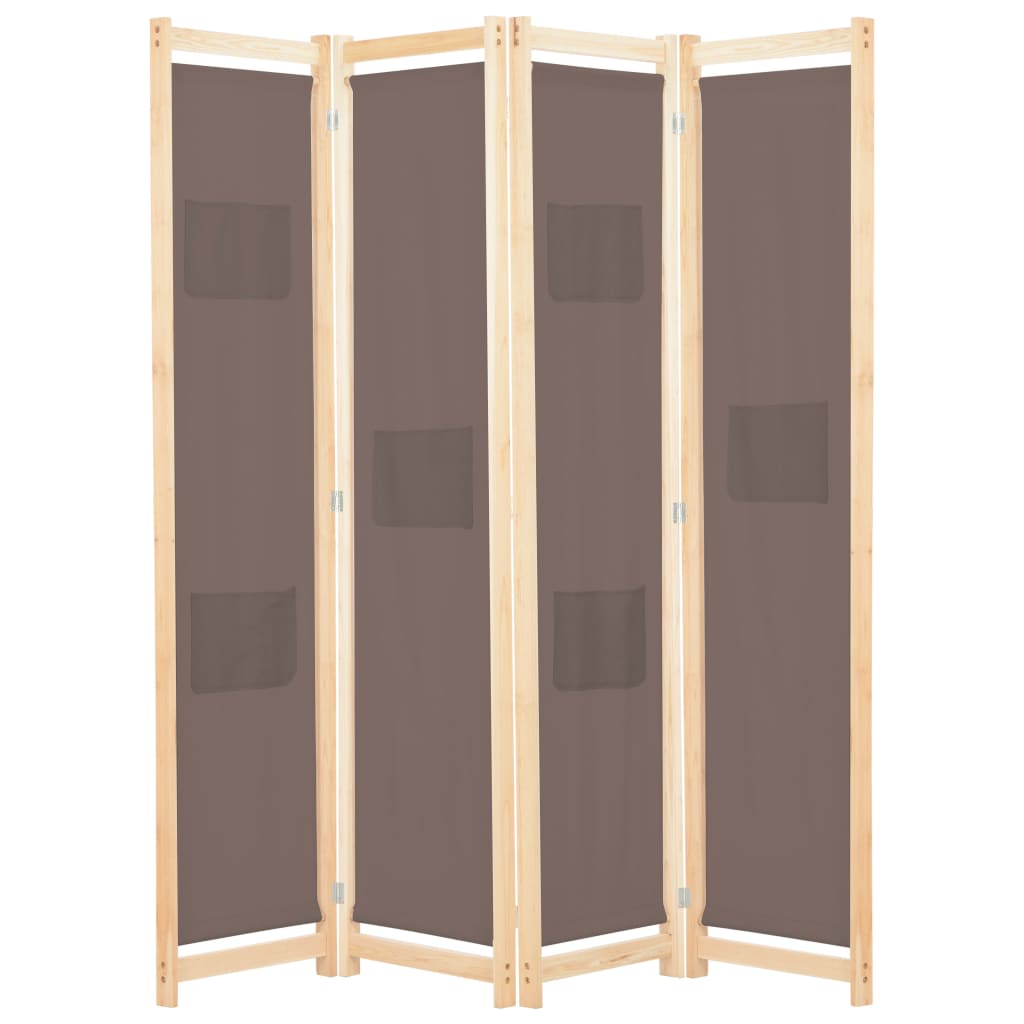 Kamerscherm Met Panelen 160X170X Cm Stof 4 Bruin