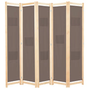 Kamerscherm 5 panelen 200x170x4 cm stof bruin