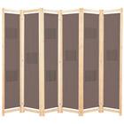 Room divider with 6 panels 240x170x4 cm fabric brown