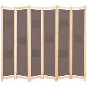 Kamerscherm 6 panelen 240x170x4 cm stof bruin