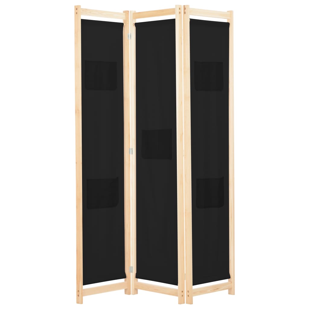 Kamerscherm Met Panelen 120X170X4 Cm Stof 3 Zwart