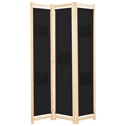 Kamerscherm Met Panelen 120X170X4 Cm Stof 3 Zwart
