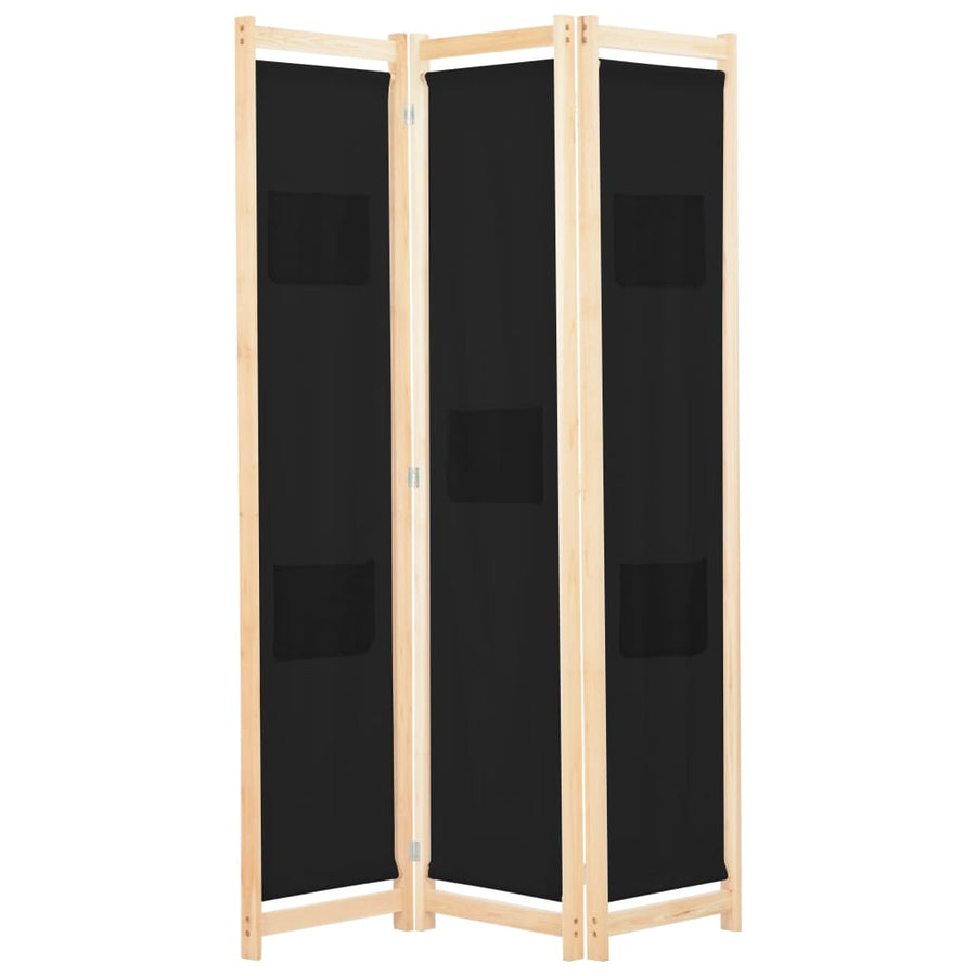 Kamerscherm Met Panelen 120X170X4 Cm Stof 3 Zwart
