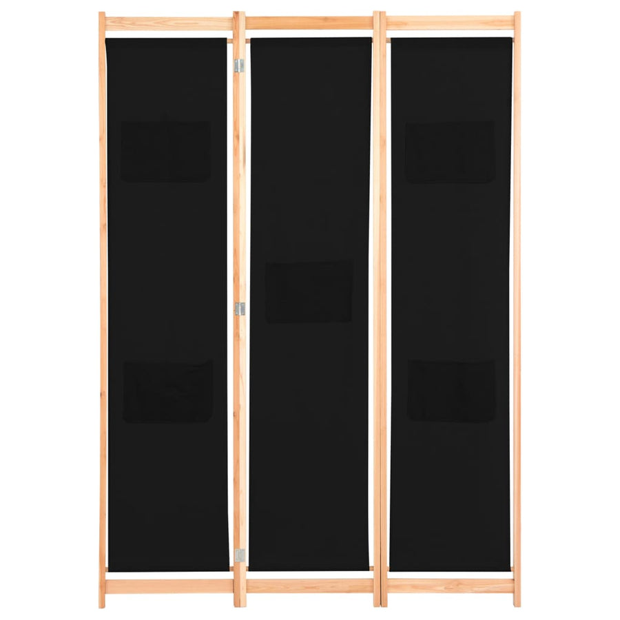 Kamerscherm Met Panelen 120X170X4 Cm Stof 3 Zwart