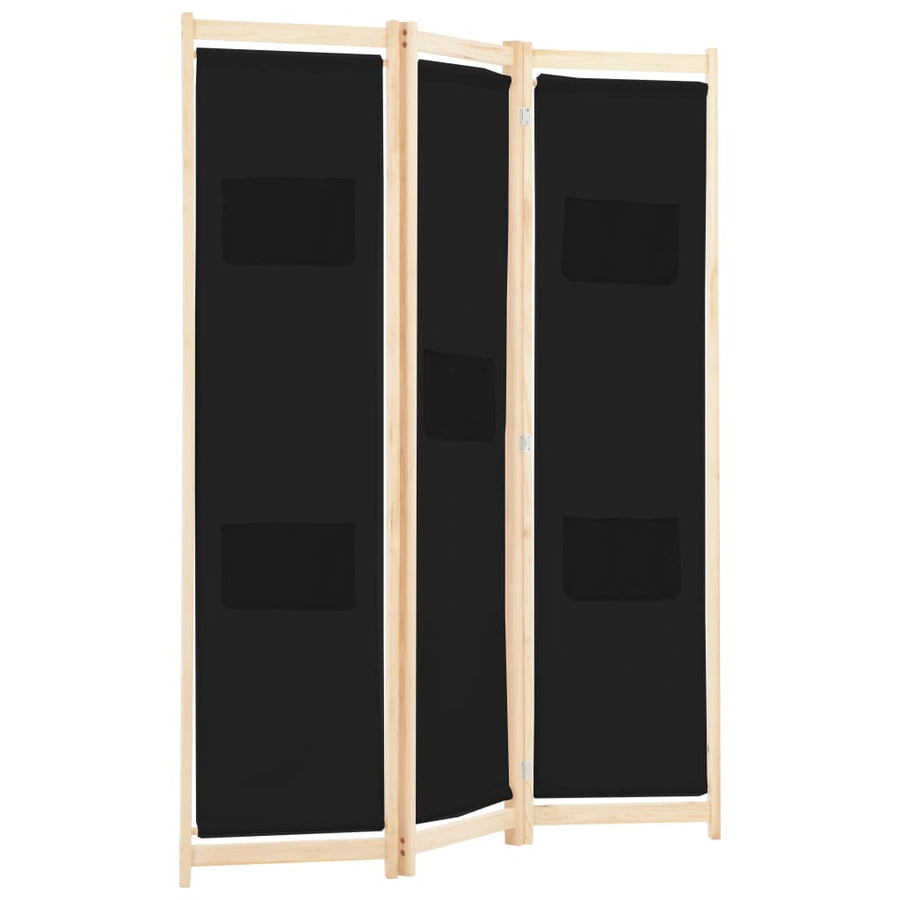 Kamerscherm Met Panelen 120X170X4 Cm Stof 3 Zwart