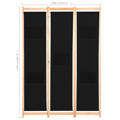 Kamerscherm Met Panelen 120X170X4 Cm Stof 3 Zwart