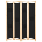 4-Panel Room Divider 160x170x4 cm Black Fabric