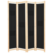 Kamerscherm 4 panelen 160x170x4 cm stof zwart