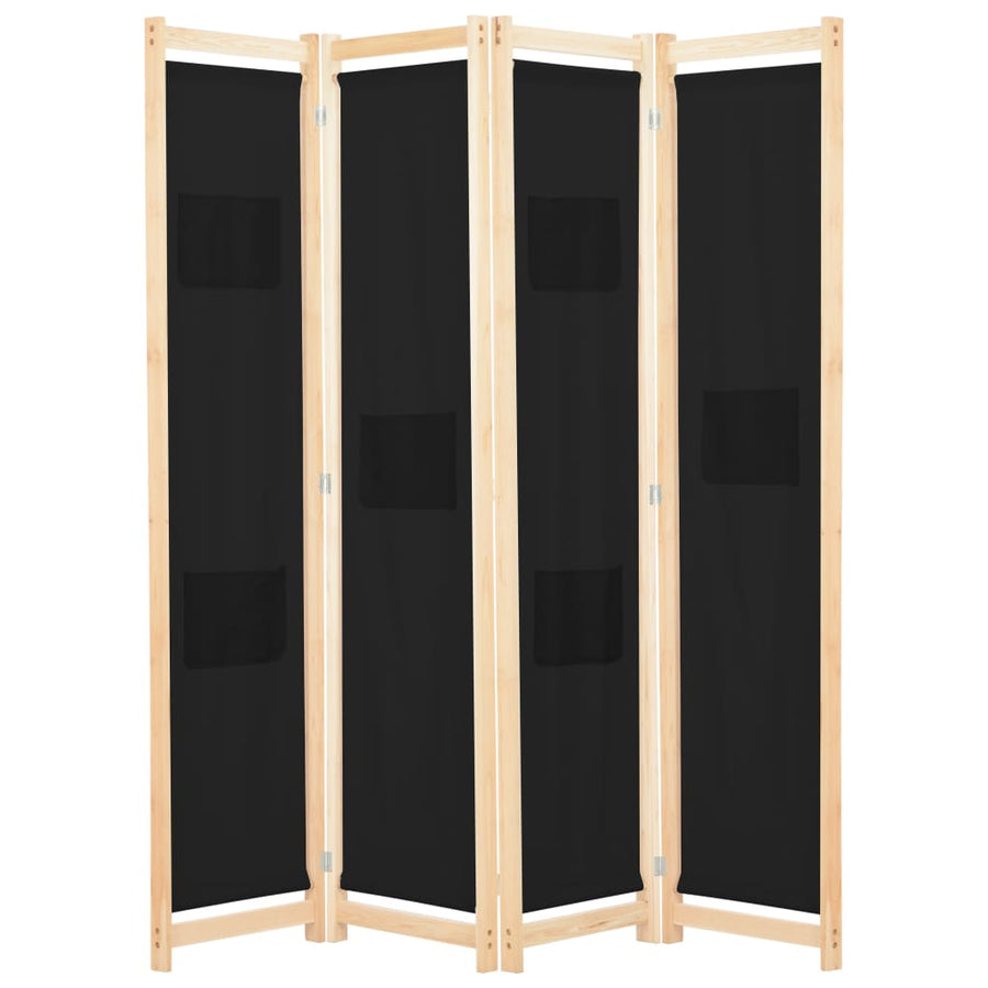 Kamerscherm Met Panelen 160X170X Cm Stof 4 Zwart