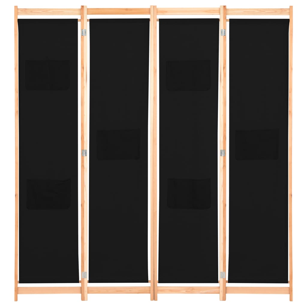 Kamerscherm Met Panelen 160X170X Cm Stof 4 Zwart
