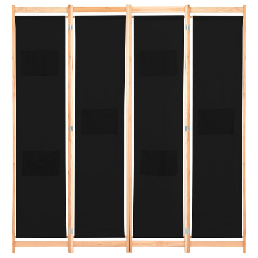 Kamerscherm Met Panelen 160X170X Cm Stof 4 Zwart