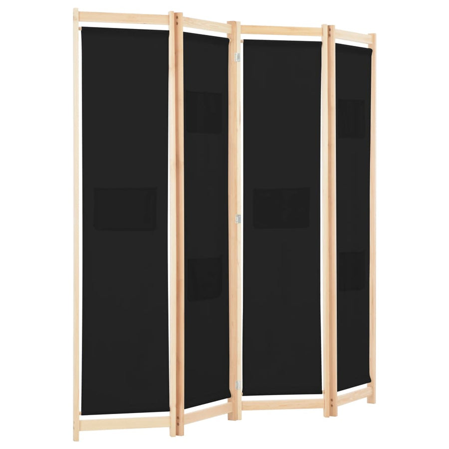 Kamerscherm Met Panelen 160X170X Cm Stof 4 Zwart