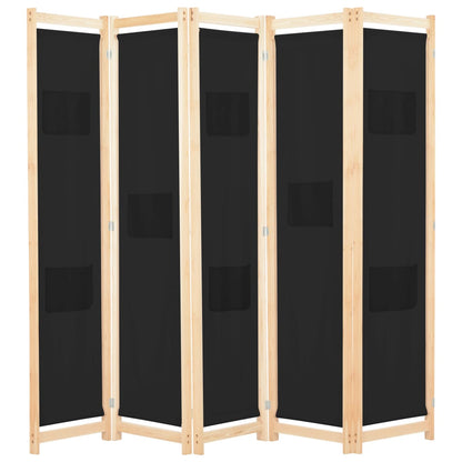 Kamerscherm Met Panelen 200X170X4 Cm Stof 5 Zwart