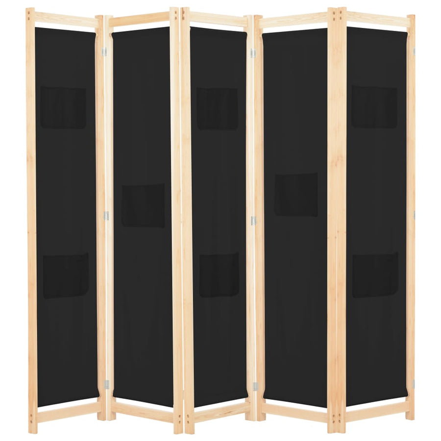 Kamerscherm Met Panelen 200X170X4 Cm Stof 5 Zwart