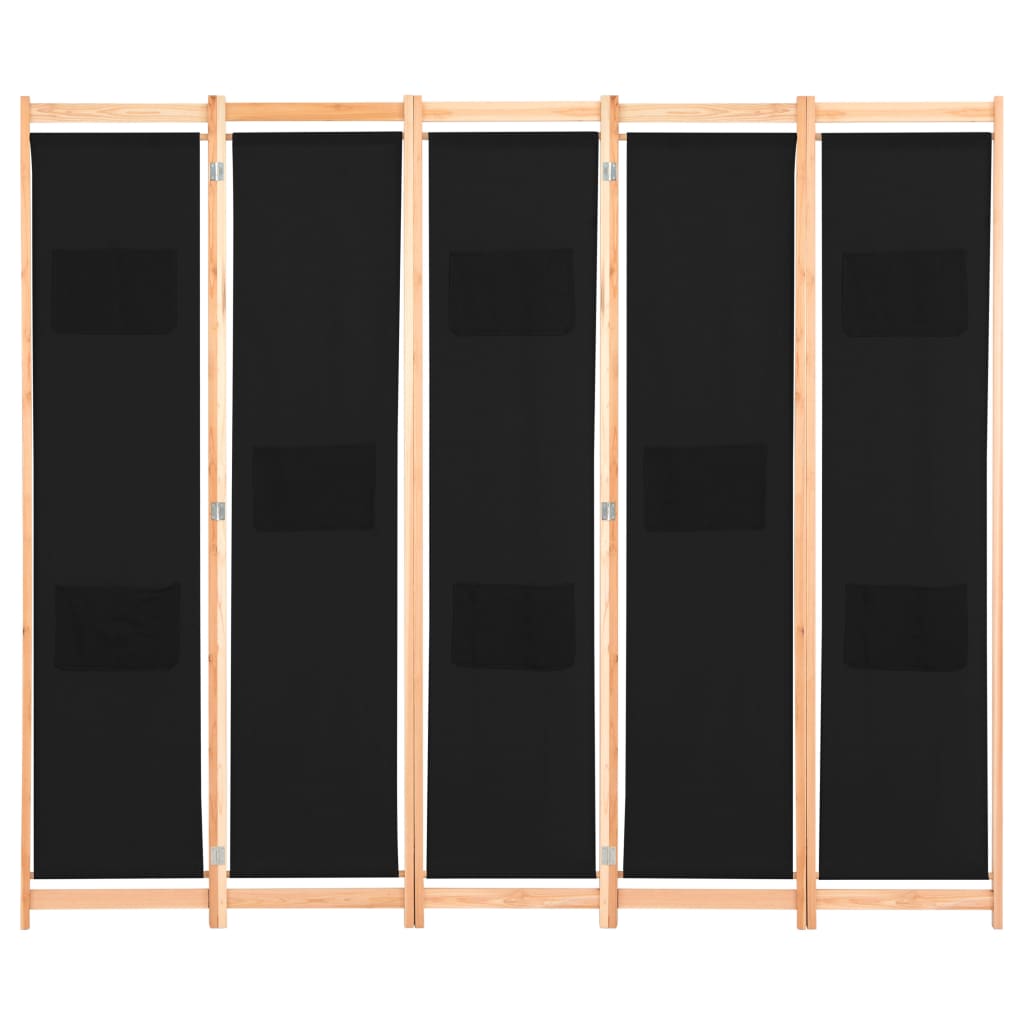 Kamerscherm Met Panelen 200X170X4 Cm Stof 5 Zwart