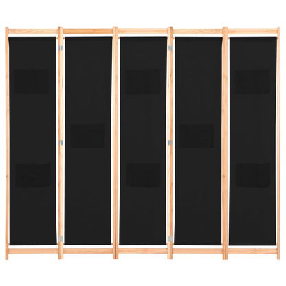 Kamerscherm Met Panelen 200X170X4 Cm Stof 5 Zwart
