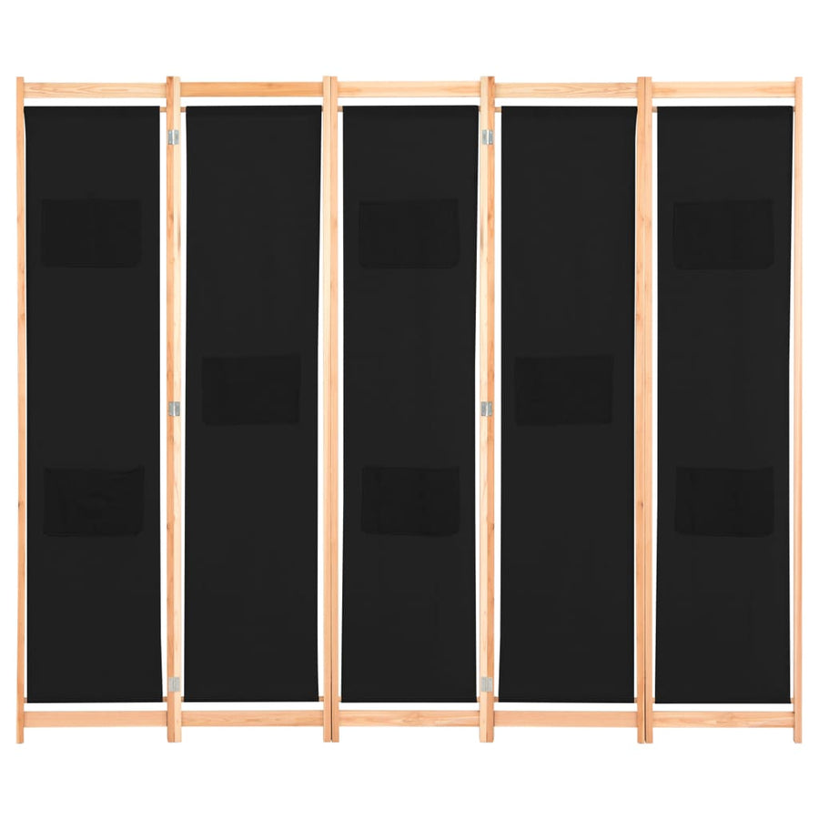 Kamerscherm Met Panelen 200X170X4 Cm Stof 5 Zwart