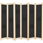 Kamerscherm 6 panelen 240x170x4 cm stof zwart